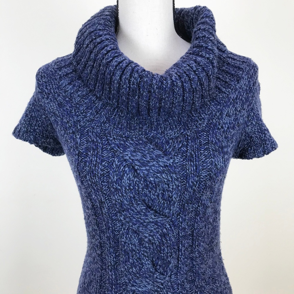 Inc Chunky Blue Cable Knit Cowl Tunic Sweater